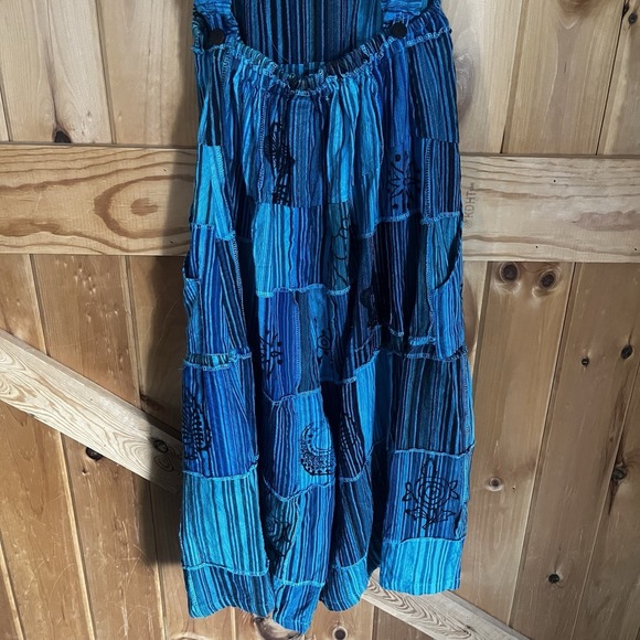 NWT Ananta Romper  Women's L/XL Patchwork Teal Blue Black Pockets Boho Hippie - Picture 6 of 16